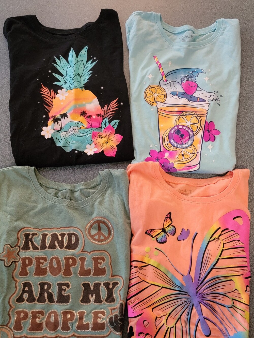 The Children's Place Kids Short Sleeve Tee - Mint Tropical Drink Graphic